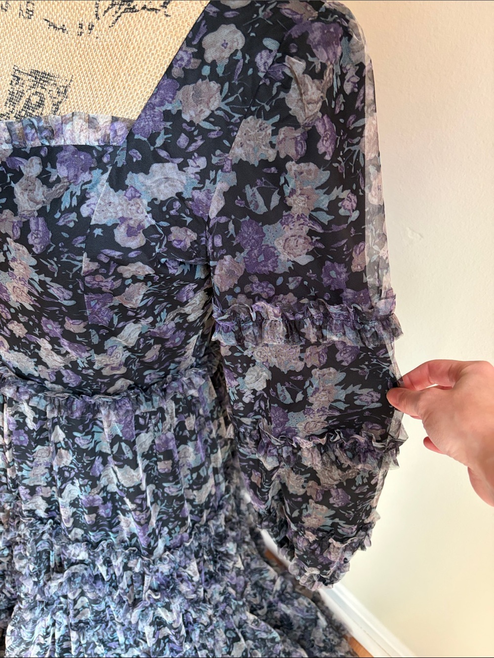 Ivy City Co Catherine Midi Maxi Dress Ruffle Floral Long Sleeve Modest - Picture 5 of 9